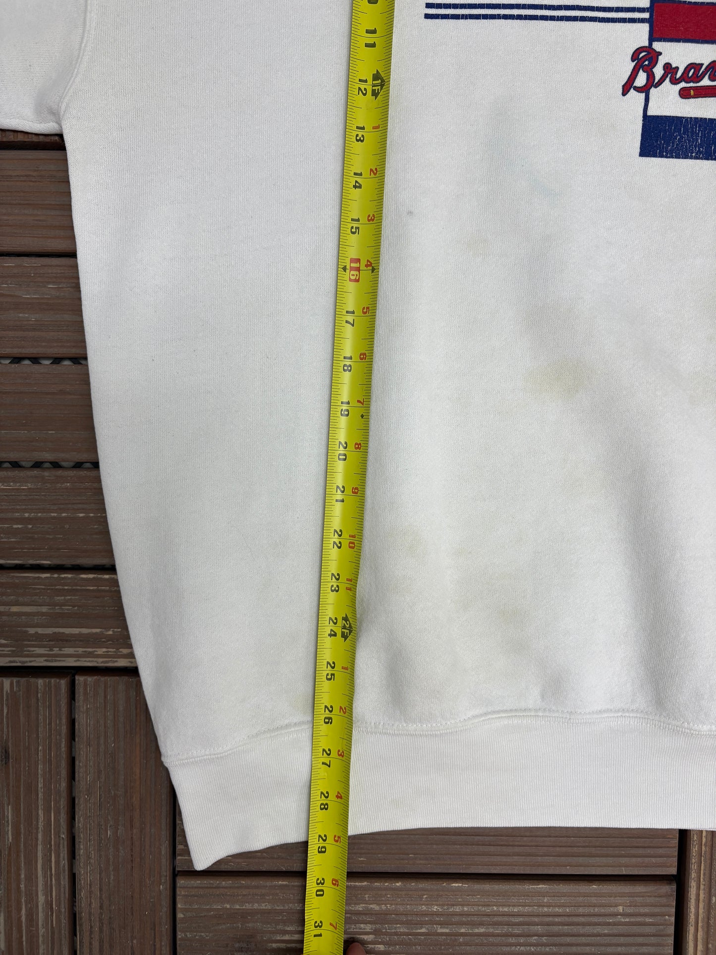 Atlanta Braves Graphic Crewneck | Size XX-Large | Vintage 2000s MLB Baseball White Sweater |