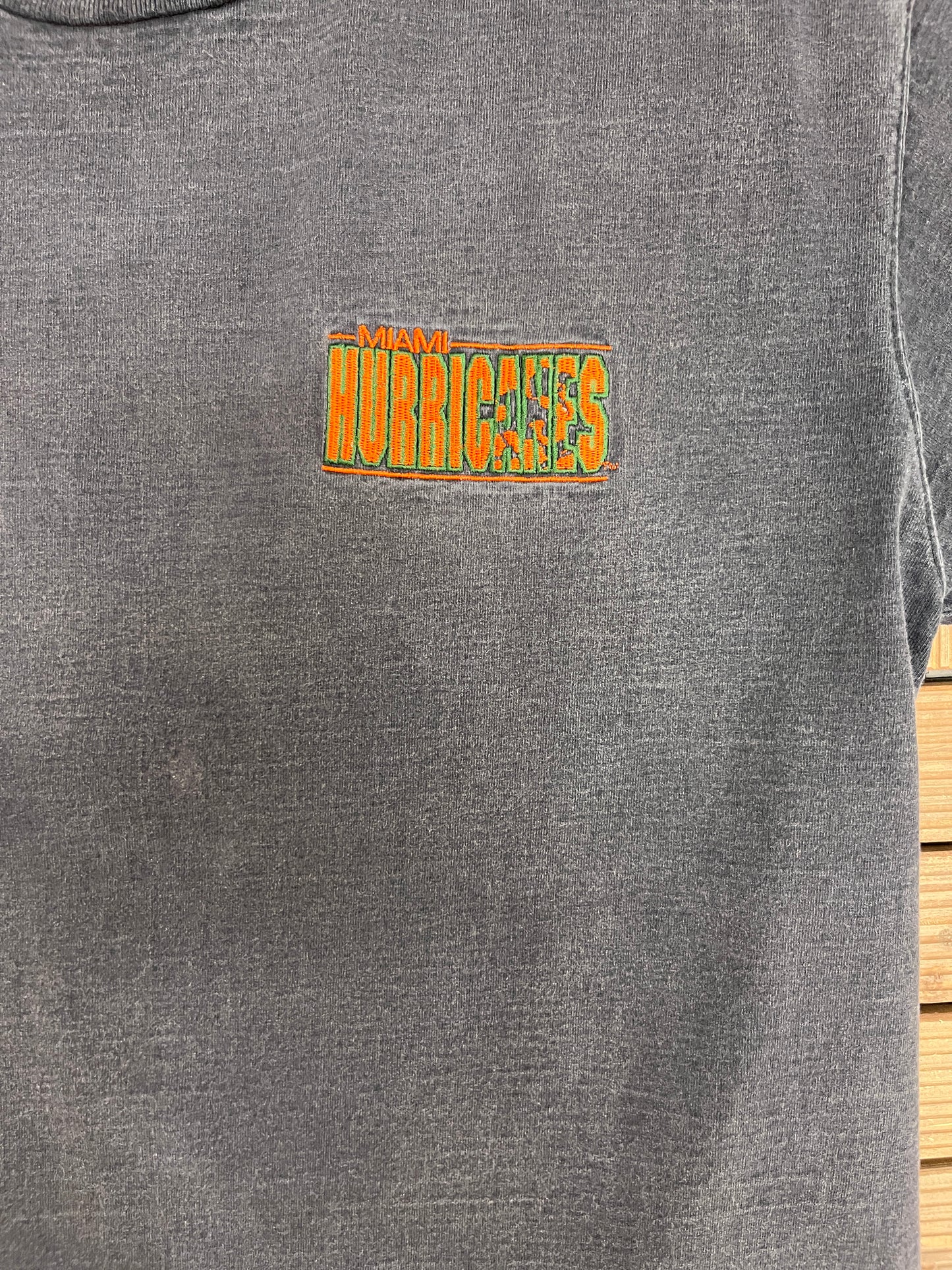 Miami Hurricanes Embroidered Graphic Tee | Size X-Large | Vintage 1990s College Black T-Shirt |