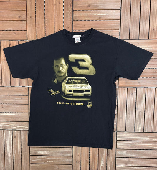 Dale Earnhardt Family. Honor. Tradition. Graphic Tee | Size X-Large | Vintage 2000s NASCAR Racing Black T-Shirt |