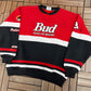 Bud King Of Beers NASCAR Graphic Crewneck | Size X-Large | Vintage 2000s NASCAR Racing Red Sweater |