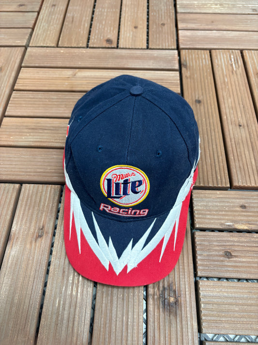 Miller Lite Racing Rusty Wallace NASCAR Embroidered Hat | Strap Back | Vintage 2000s Racing Blue Cap |