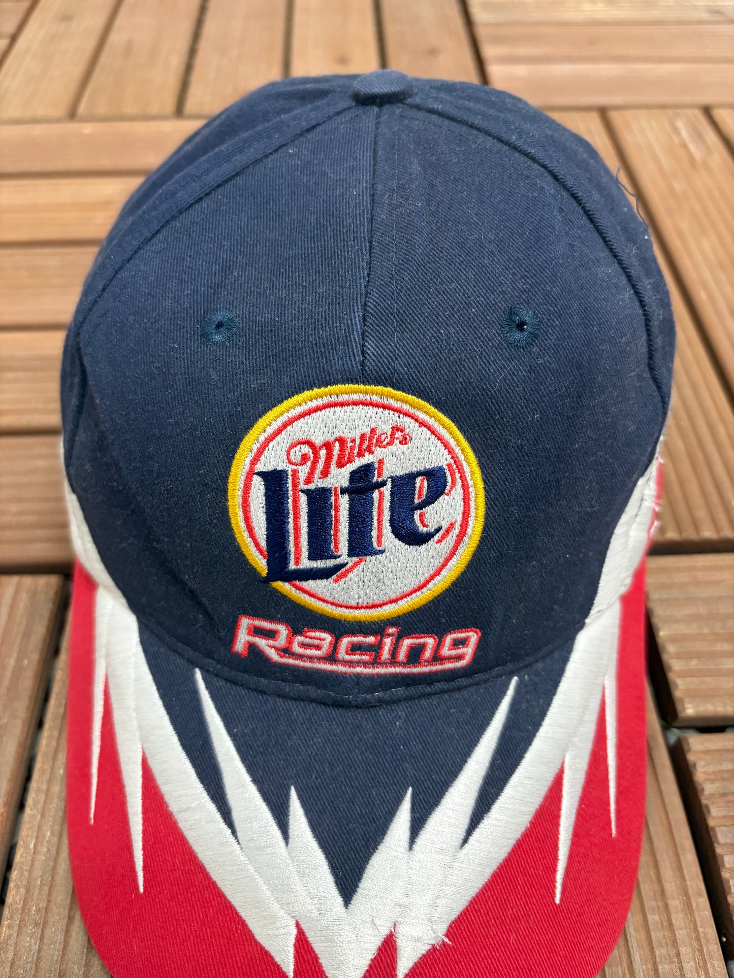 Miller Lite Racing Rusty Wallace NASCAR Embroidered Hat | Strap Back | Vintage 2000s Racing Blue Cap |