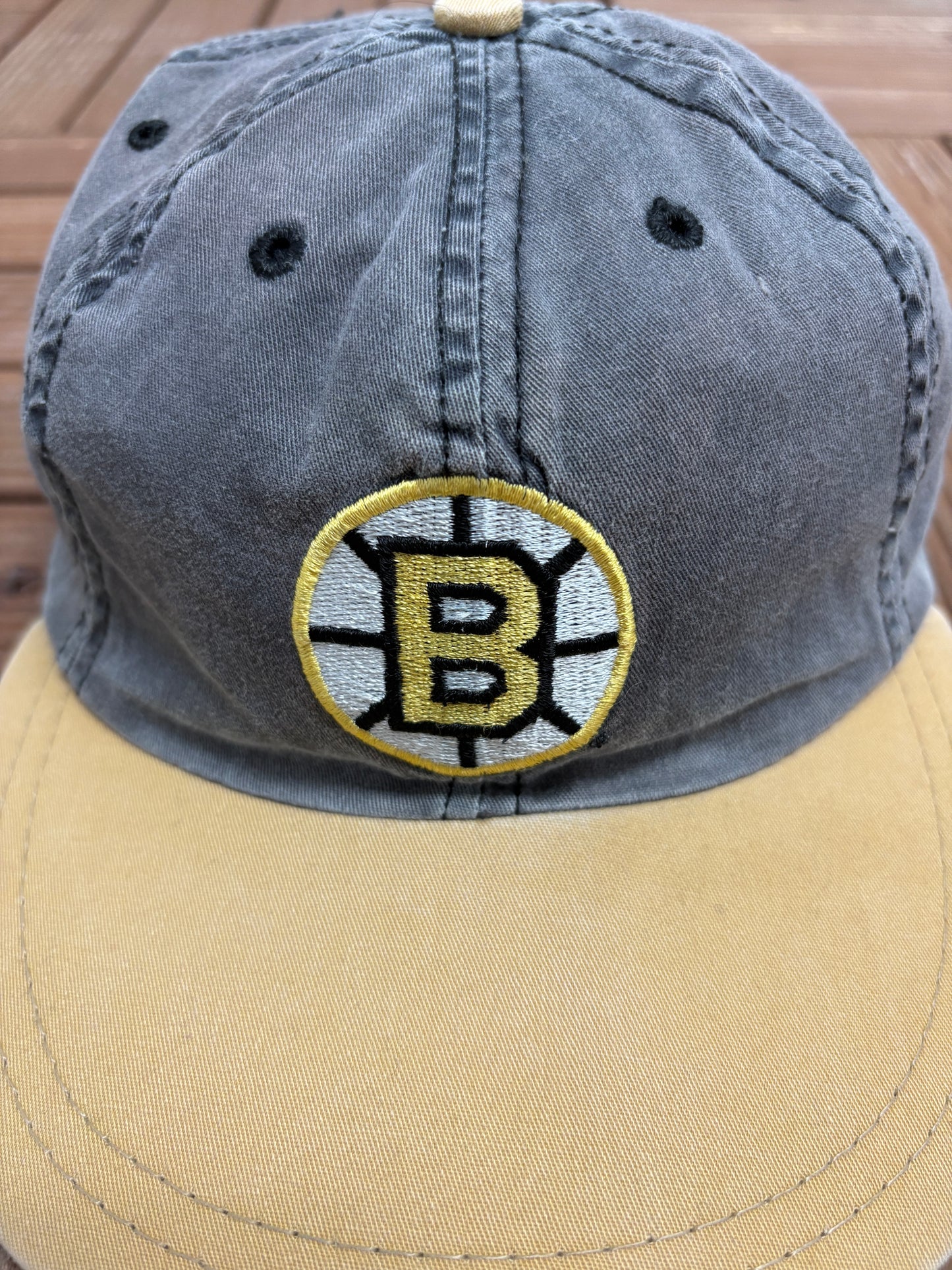 Boston Bruins Embroidered Graphic Hat | Size Large | Vintage 1990s NHL Hockey Grey Cap |