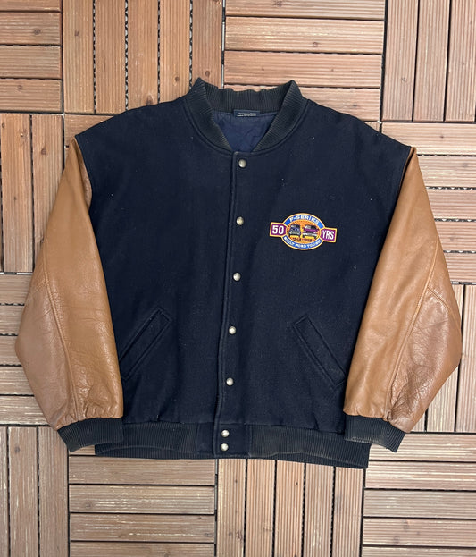 F-Series Built Ford Tough Graphic Jacket | Size X-Large | Vintage 1990s Varsity Black Jacket |