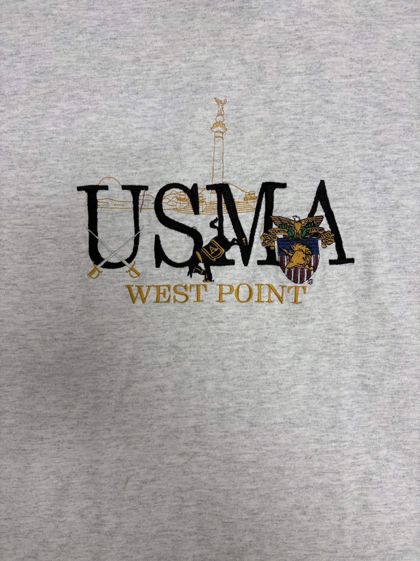 United States Military Academy West Point Embroidered Graphic Tee | Size Medium | Vintage 1990s Grey T-Shirt |