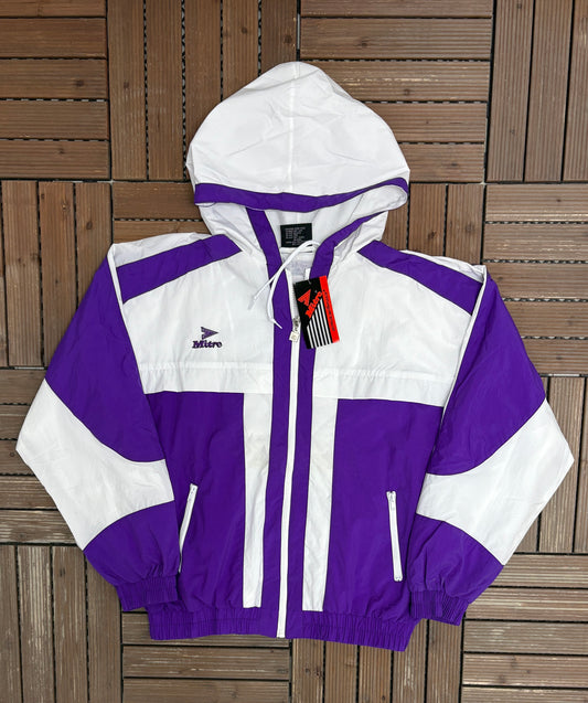 Mitre Embroidered Graphic Jacket | Size X-Large | Vintage 1990s Branded White Windbreaker |