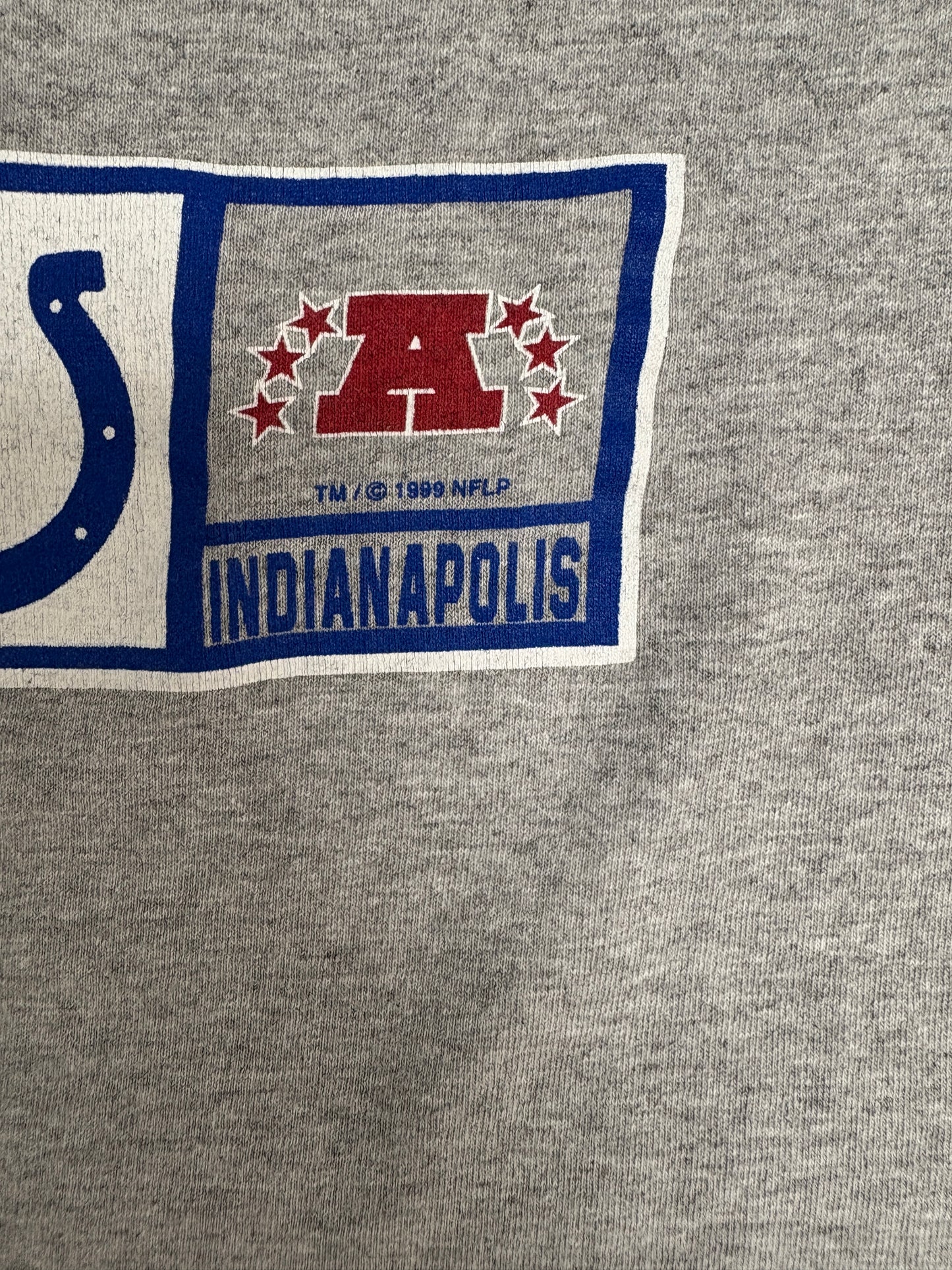 Indianapolis Colts Graphic Tee | Size Large | Vintage 1990s NFL Football Grey T-Shirt |