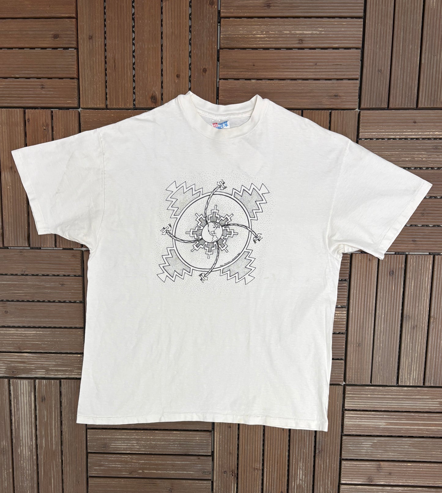 Ron Toahani Jackson Novajo Art Graphic Tee | Size X-Large | Vintage 1990s Single Stitch White T-Shirt |