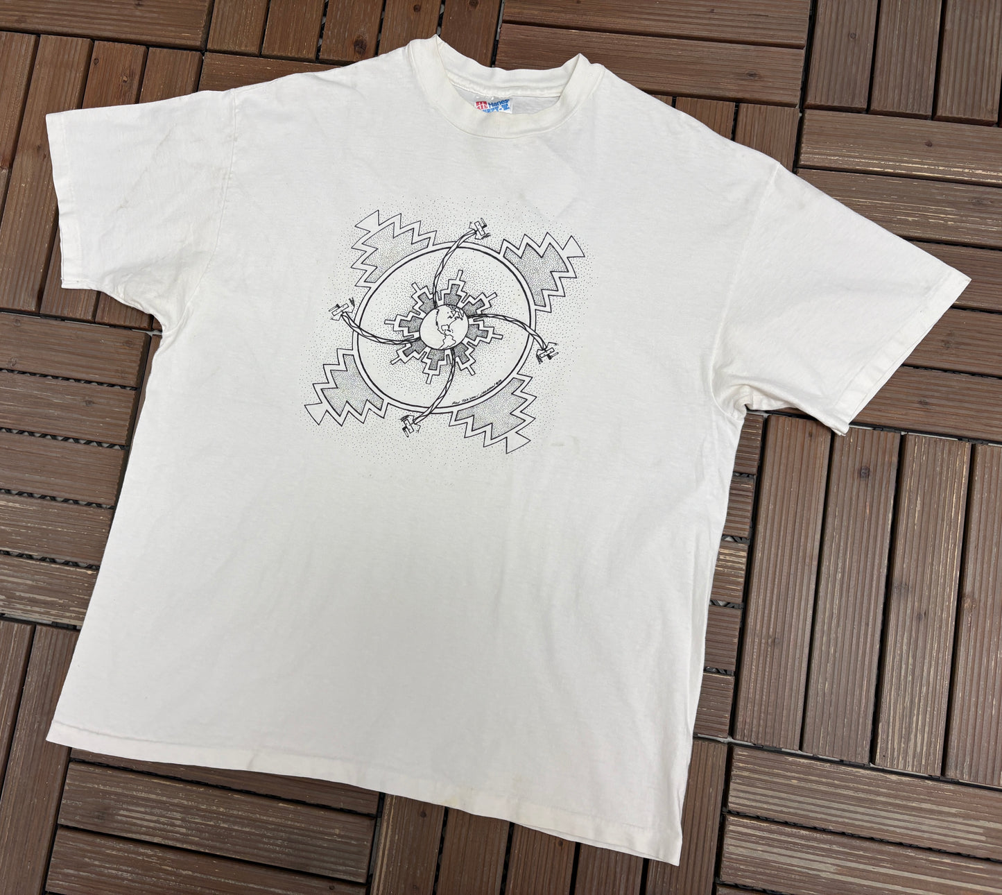Ron Toahani Jackson Novajo Art Graphic Tee | Size X-Large | Vintage 1990s Single Stitch White T-Shirt |