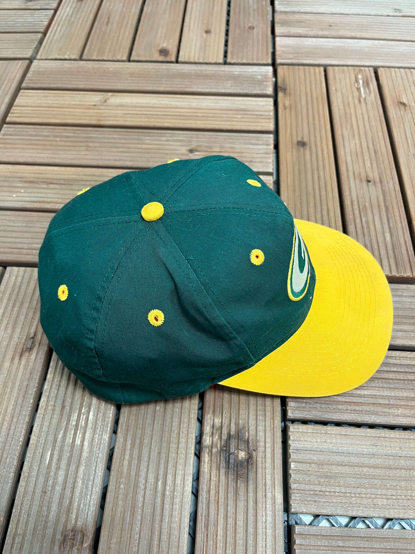 Green Bay Packers Embroidered Graphic Hat | Snap Back | Vintage 1990s NFL Football Green Cap |