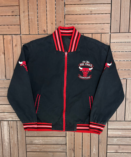 Chicago Bulls Champions Reversible Jacket | Size Large | Vintage 2000s NBA Basketball Black Jacket |