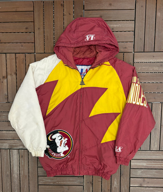 Florida State Seminoles Sharktooth Puffer Jacket | Size Medium | Vintage 1990s Logo Athletic Red Jacket |