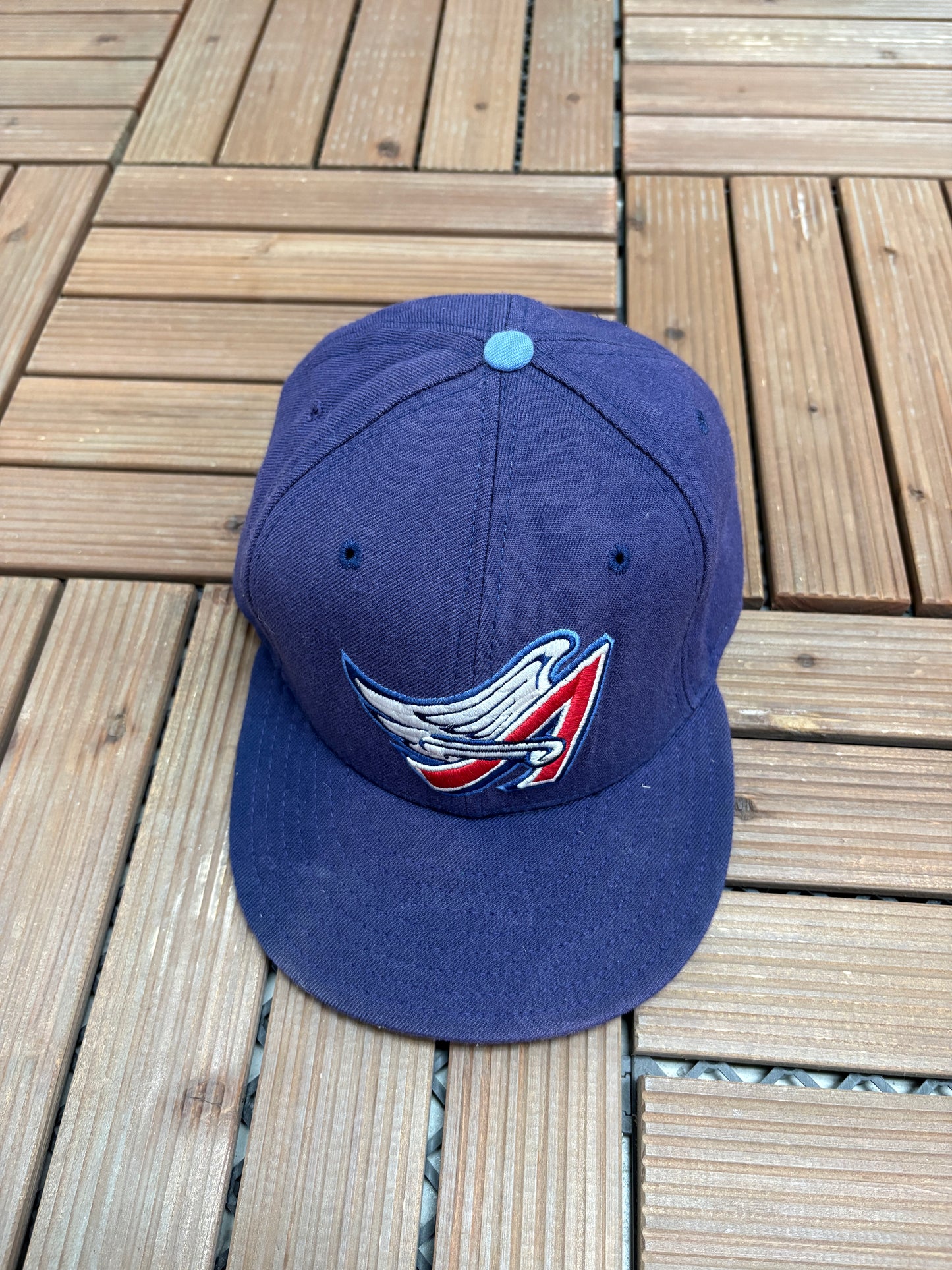 Anaheim Angels Graphic Hat | Size 7 1/2 | Vintage 1990s MLB Baseball Blue Cap |