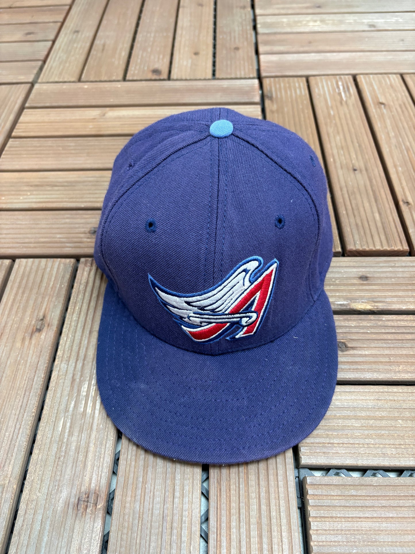 Anaheim Angels Graphic Hat | Size 7 1/2 | Vintage 1990s MLB Baseball Blue Cap |