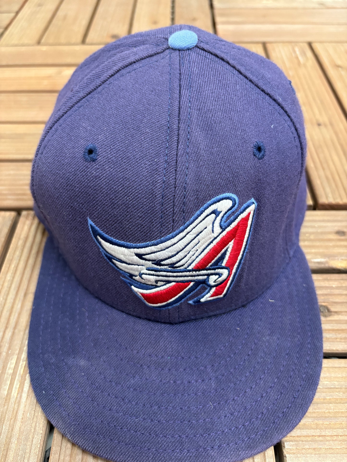 Anaheim Angels Graphic Hat | Size 7 1/2 | Vintage 1990s MLB Baseball Blue Cap |