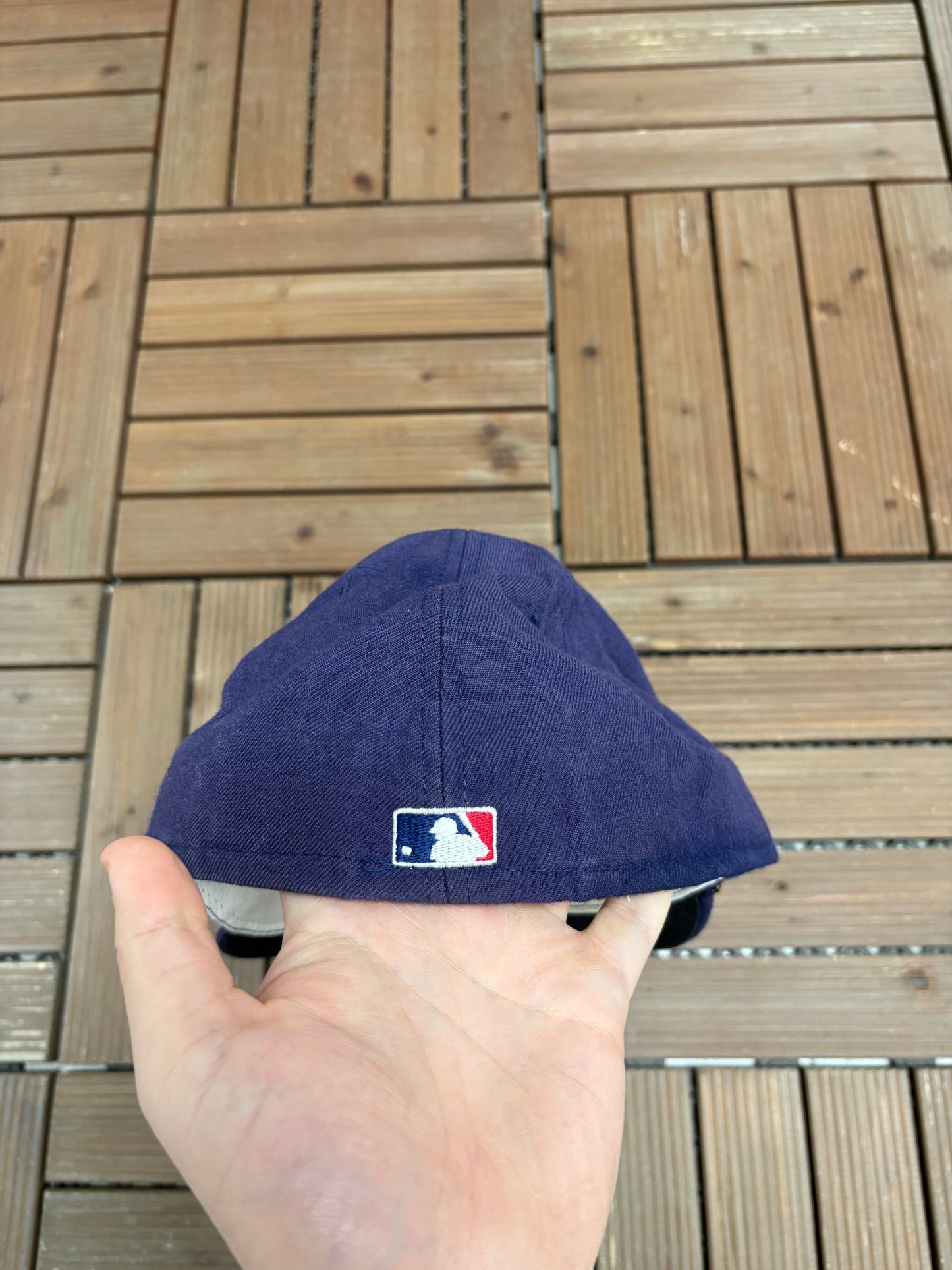 Anaheim Angels Graphic Hat | Size 7 1/2 | Vintage 1990s MLB Baseball Blue Cap |