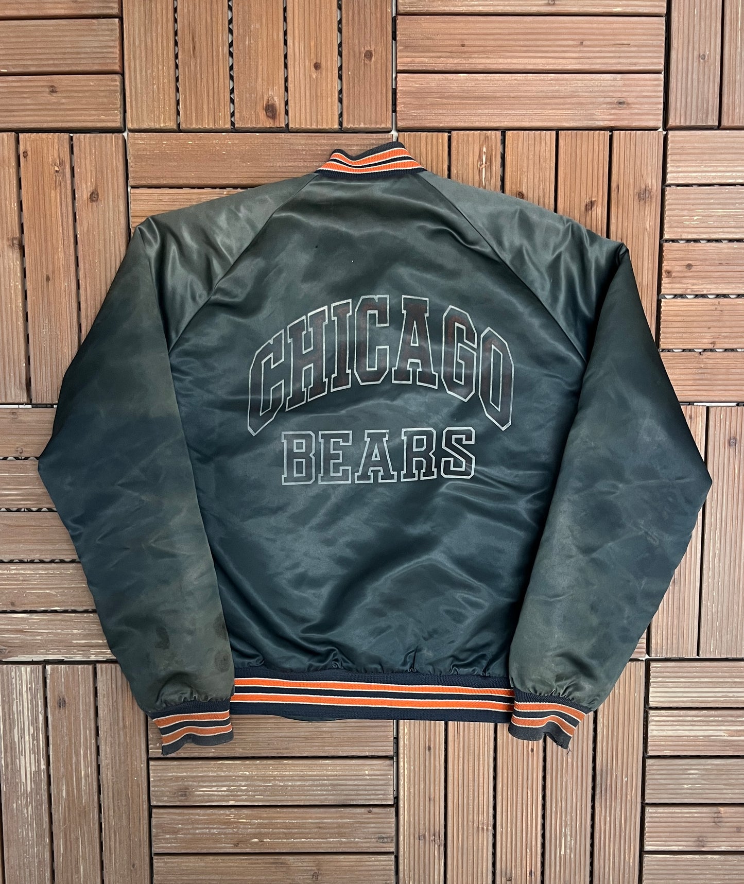 Chicago Bears Graphic Jacket | Size Medium | Vintage 1980s NFL Football Blue Jacket |