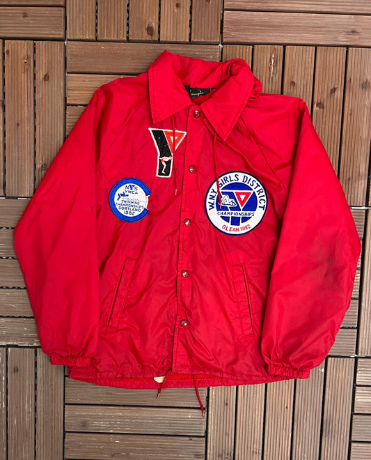 New York State Swimming YMCA Windbreaker Jacket | Size Youth Large | Vintage 1980s Promotional Red Jacket |