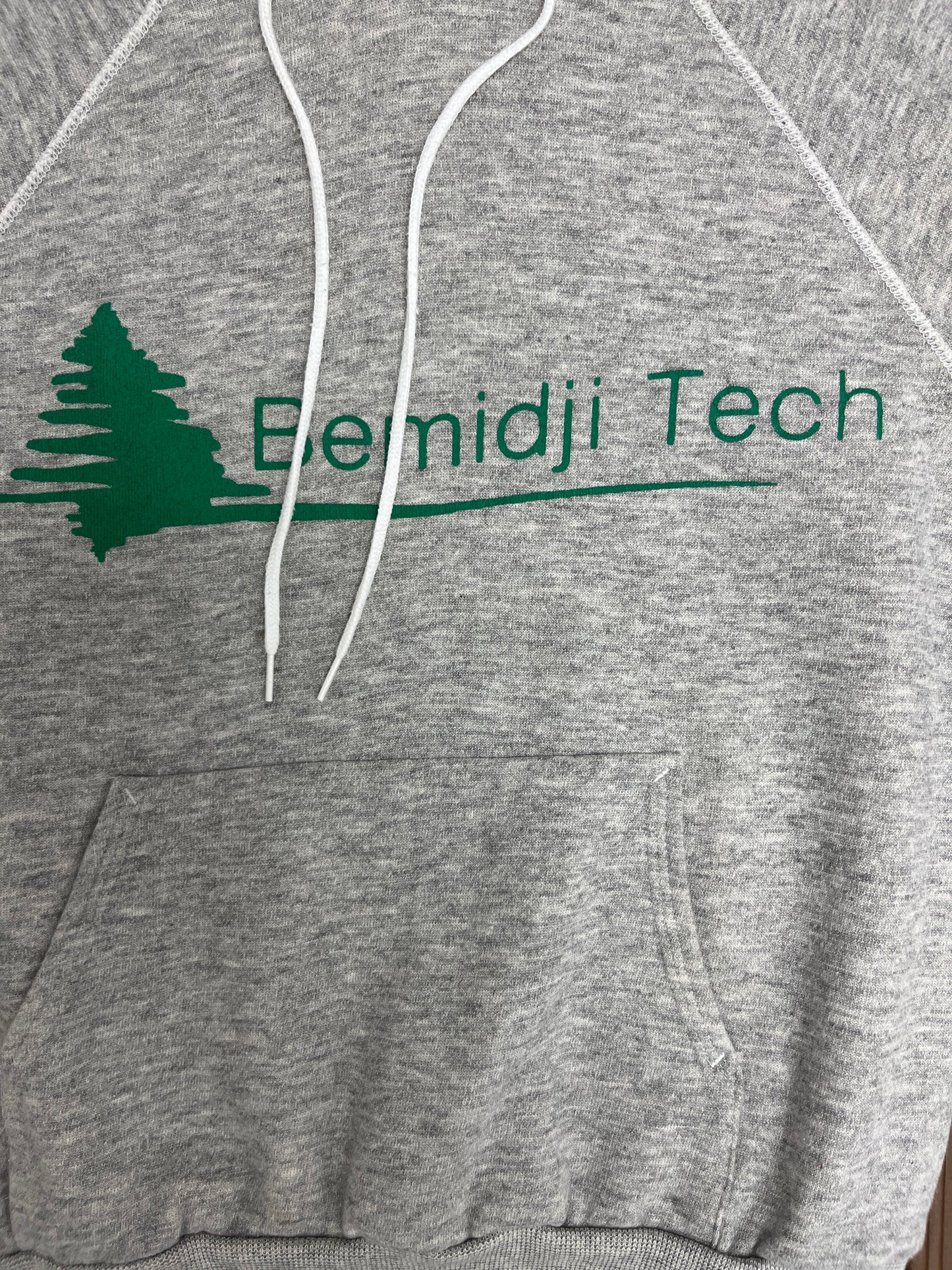 Bemidji Tech Graphic Hoodie | Size Medium | Vintage 1980s Made in USA College Grey Sweater |