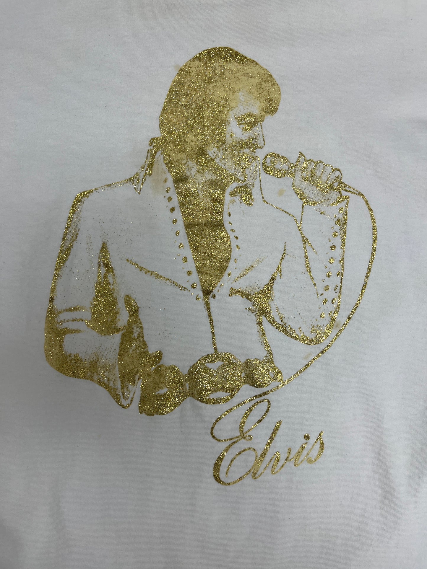 Elvis Presley Graphic Tee | Size X-Large | Vintage 2000s Rock Music White T-Shirt |