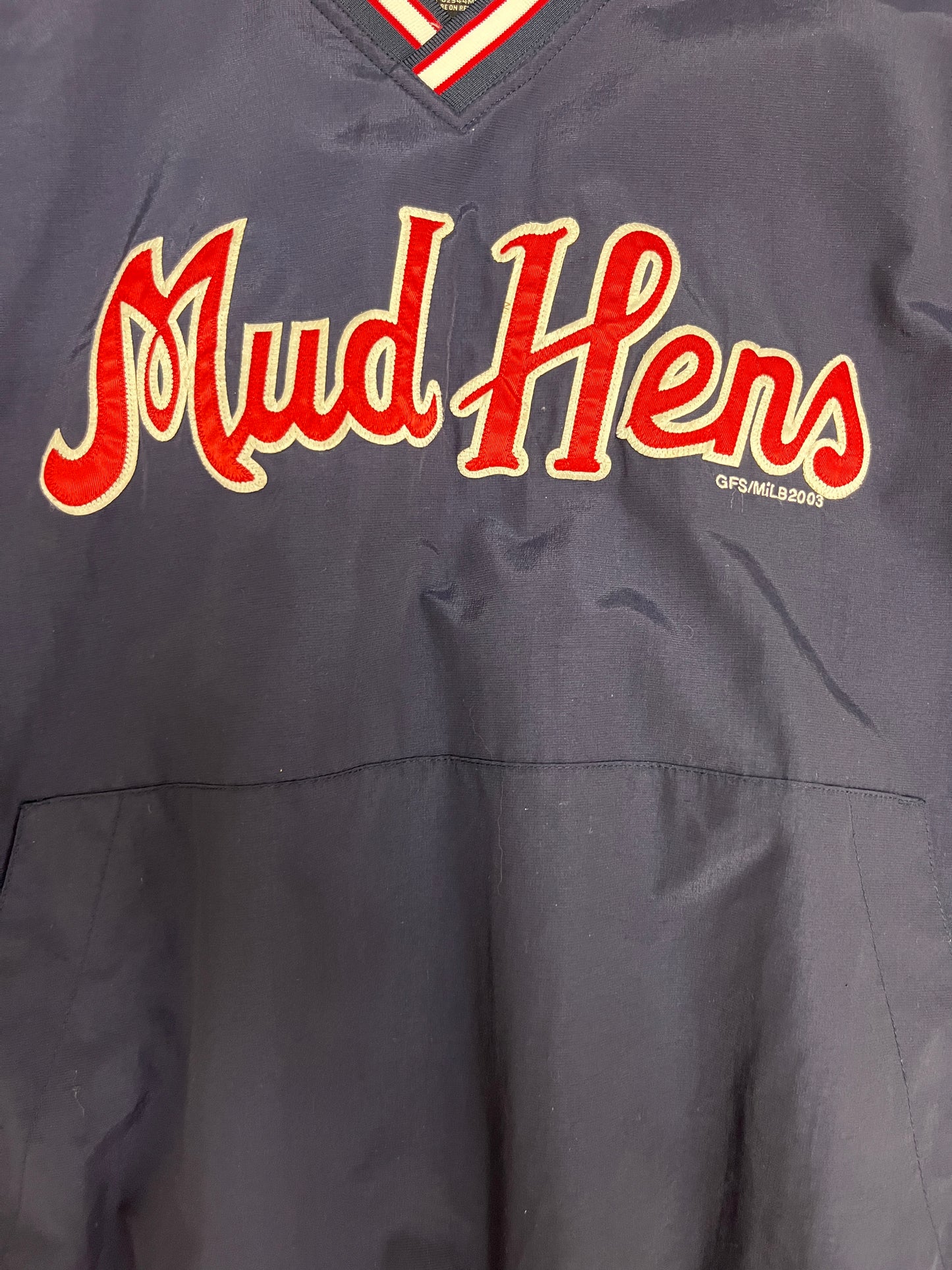 Toledo Mud Hens Stitched Graphic Windbreaker | Size XX-Large | Vintage 2000s MiLB Baseball Blue Light Jacket |