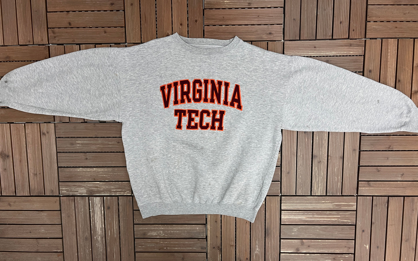 Virginia Tech Hokies Stitched Graphic Crewneck | Size X-Large | Vintage 1990s College Grey Sweater |