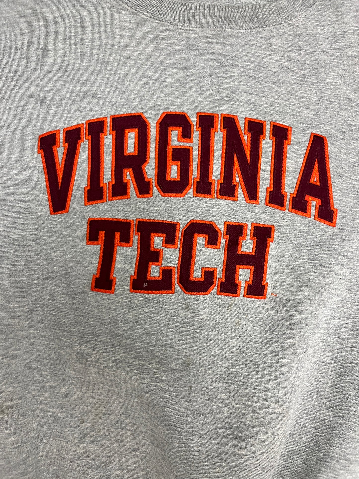 Virginia Tech Hokies Stitched Graphic Crewneck | Size X-Large | Vintage 1990s College Grey Sweater |