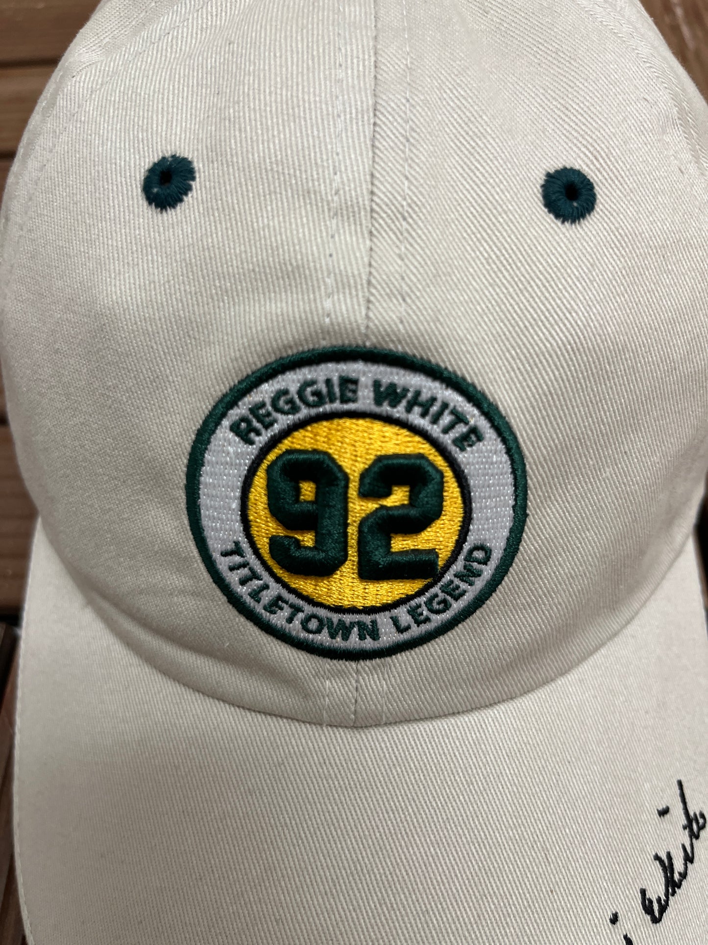 Reggie White Titletown Legend Graphic Hat | Metal Clasp | Vintage 1990s NFL Football Beige Cap |