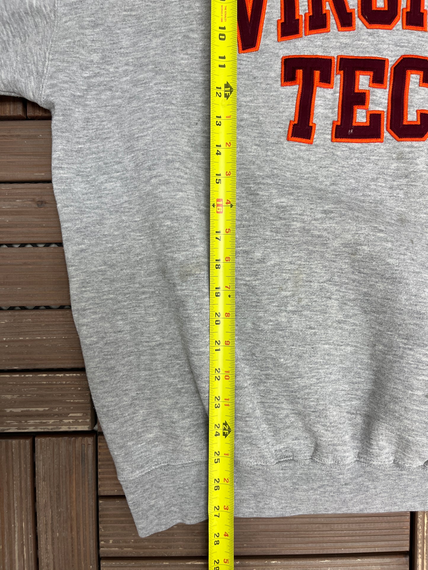 Virginia Tech Hokies Stitched Graphic Crewneck | Size X-Large | Vintage 1990s College Grey Sweater |