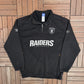 Oakland Raiders Football Graphic Quarter Zip Sweater | Size Large | Vintage 2000s NFL Football Black Sweatshirt |