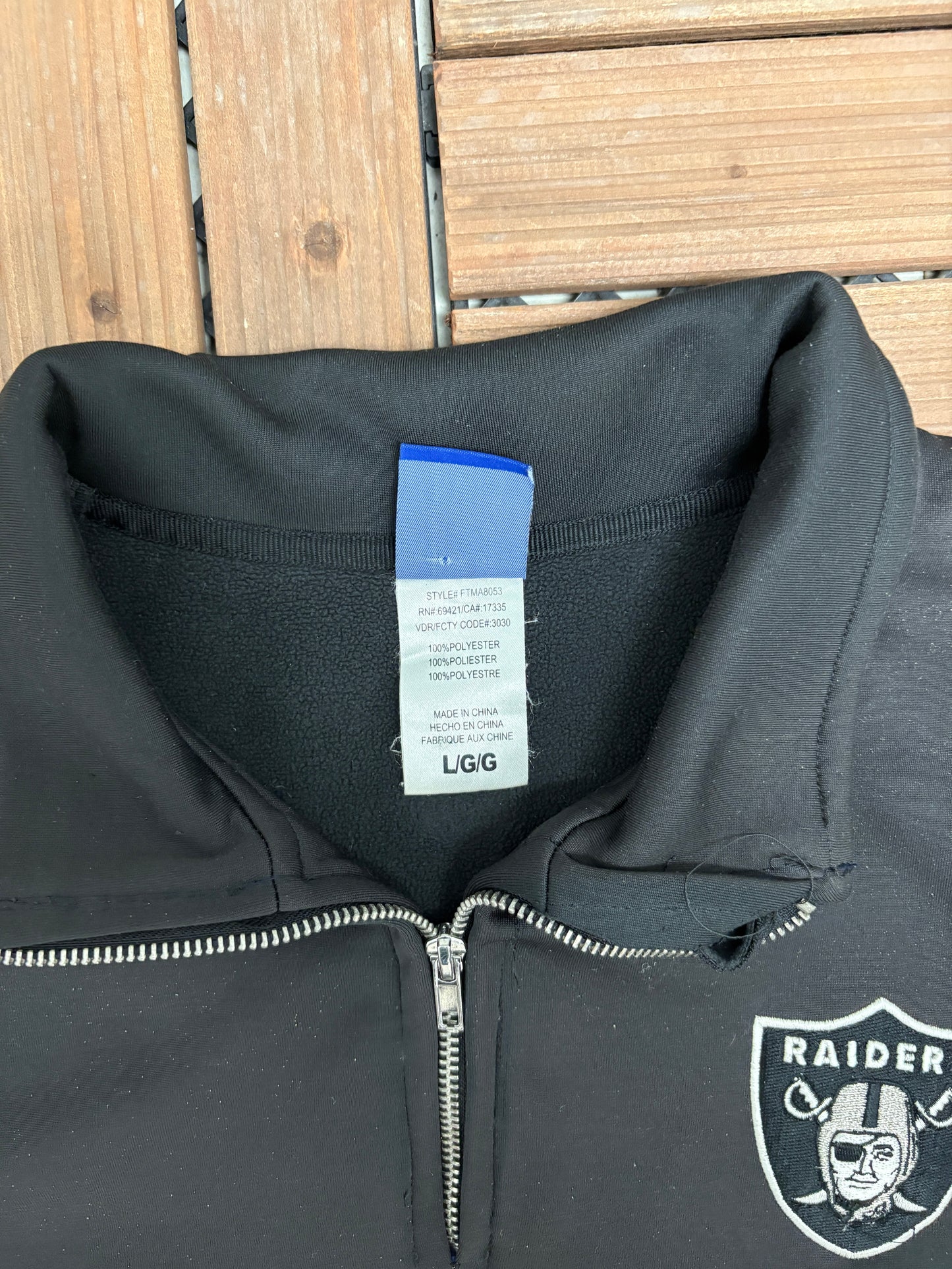 Oakland Raiders Football Graphic Quarter Zip Sweater | Size Large | Vintage 2000s NFL Football Black Sweatshirt |