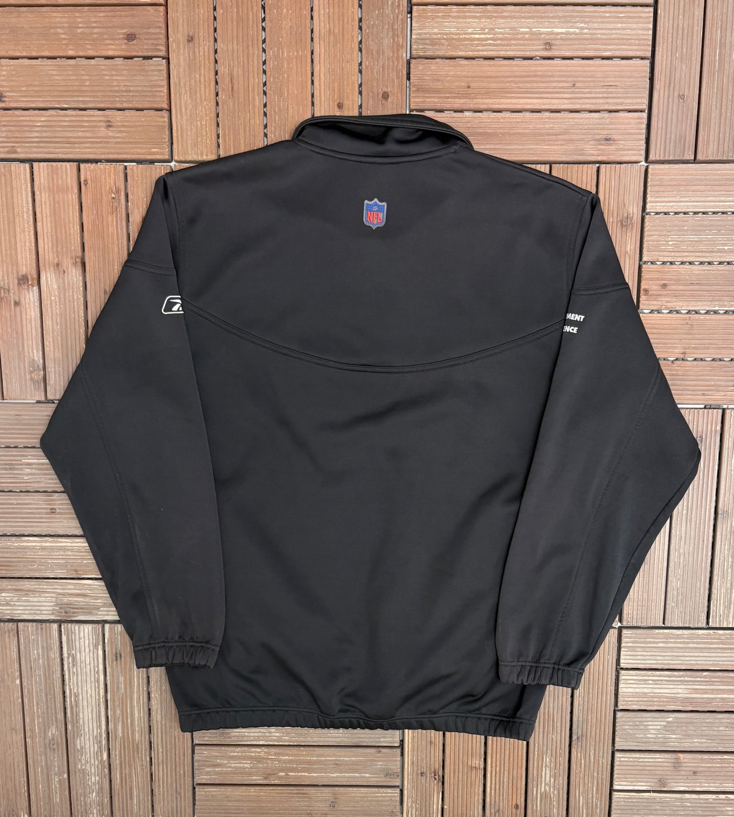 Oakland Raiders Football Graphic Quarter Zip Sweater | Size Large | Vintage 2000s NFL Football Black Sweatshirt |