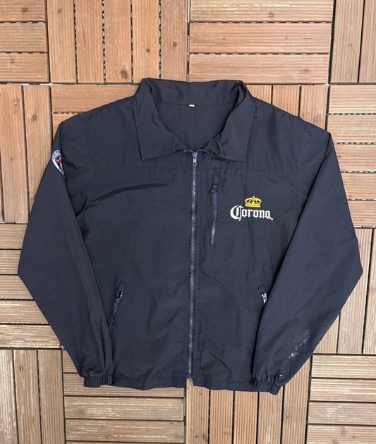 Corona Apan Extra Windbreaker Jacket | Size Large | Vintage 2000s Promotional Blue Windbreaker |