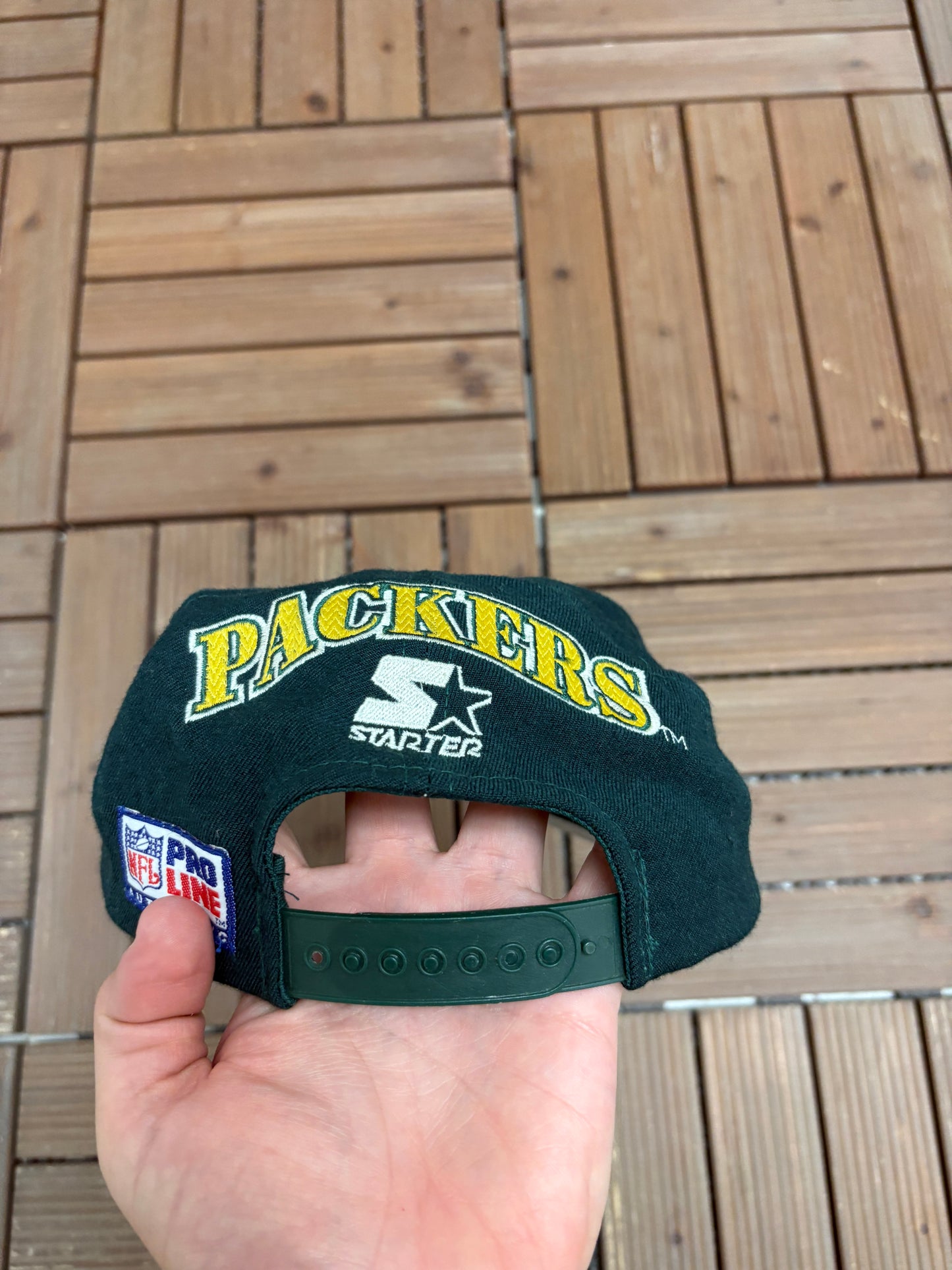 Green Bay Packers Embroidered Graphic Hat | Snap Back | Vintage 1990s Starter NFL Football Green Cap |