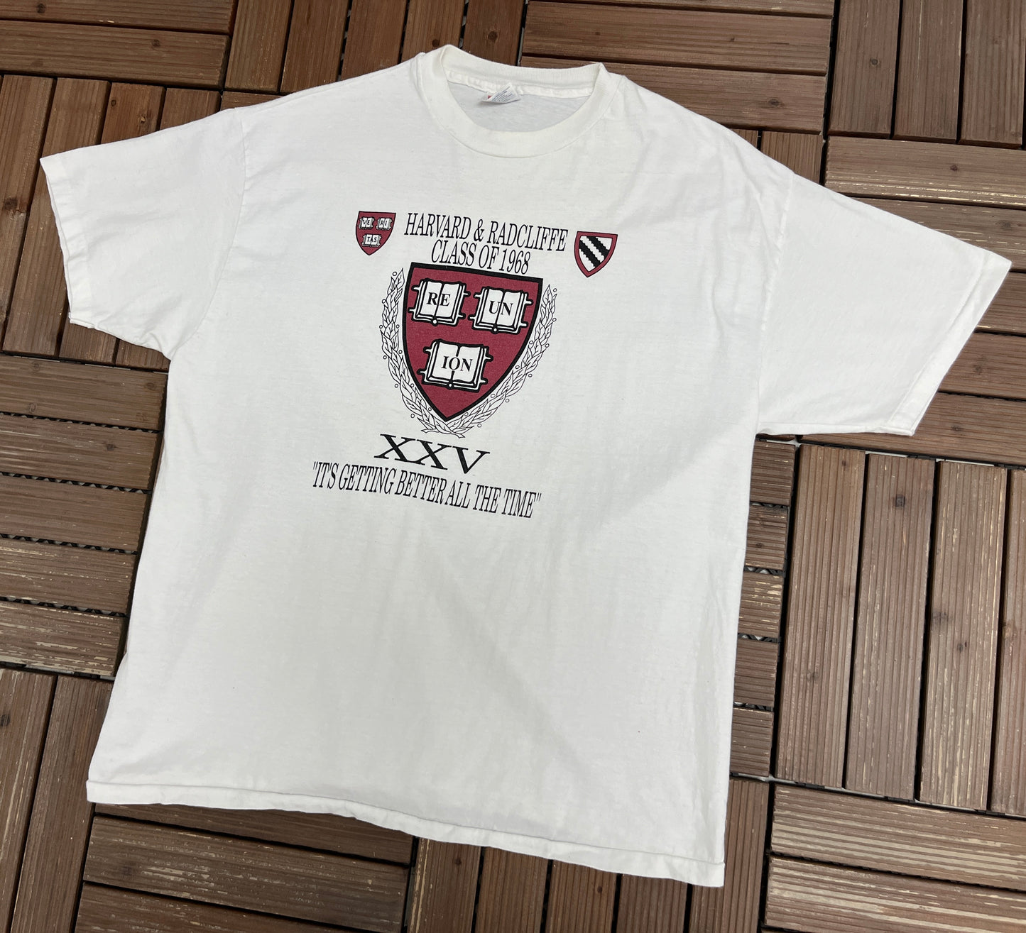 Harvard & Radcliffe Reunion Graphic Tee | Size X-Large | Vintage 1990s College White T-Shirt |