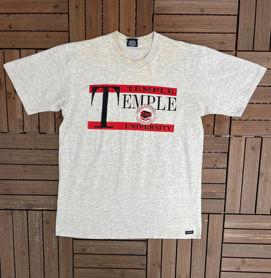Temple Owls University Graphic Tee | Size X-Large | Vintage 1990s College Grey T-Shirt |