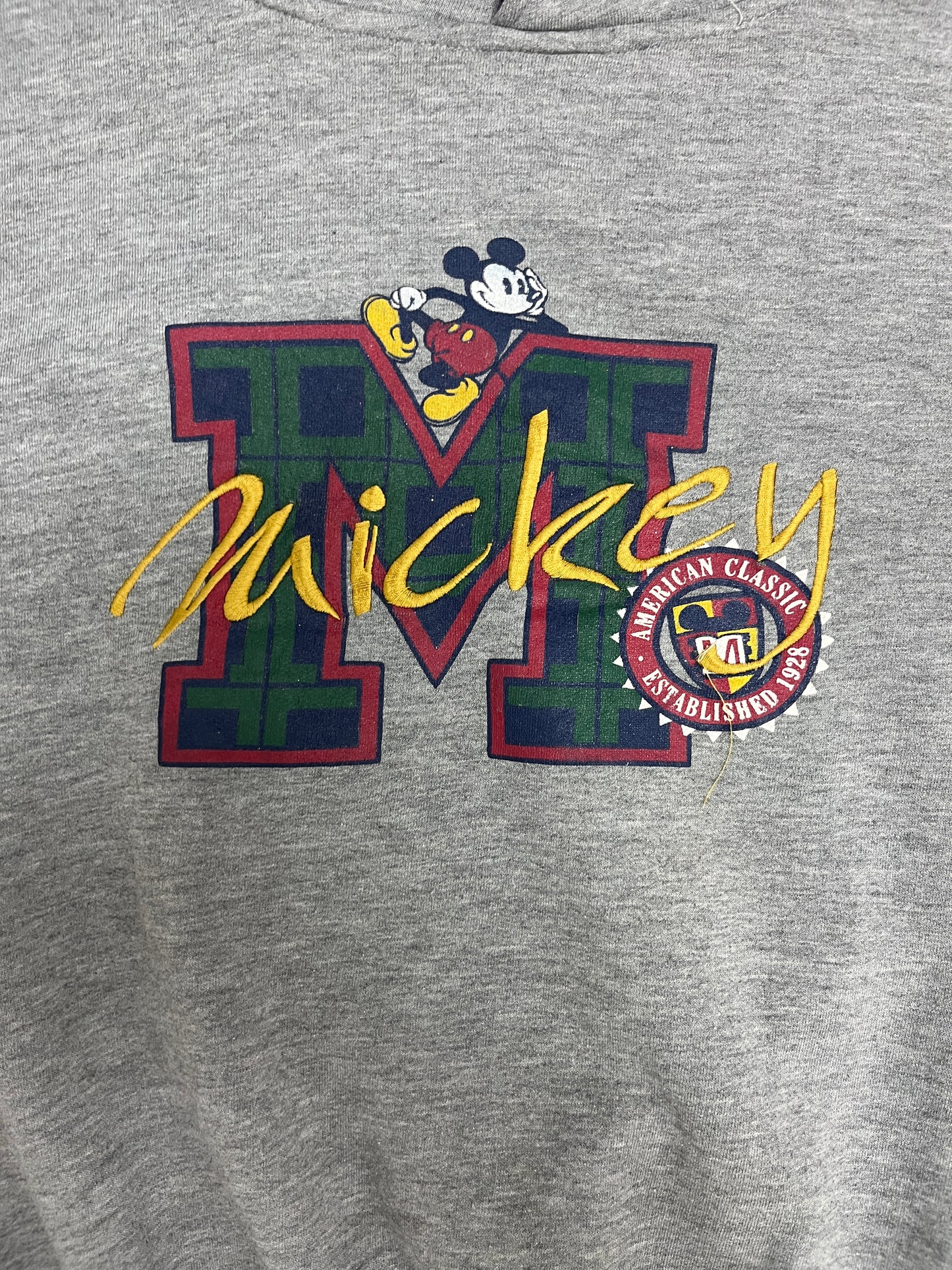 Mickey Mouse American Classic Graphic Sweater | Size Large/XL | Vintage 1990s Cartoon Grey Sweater |