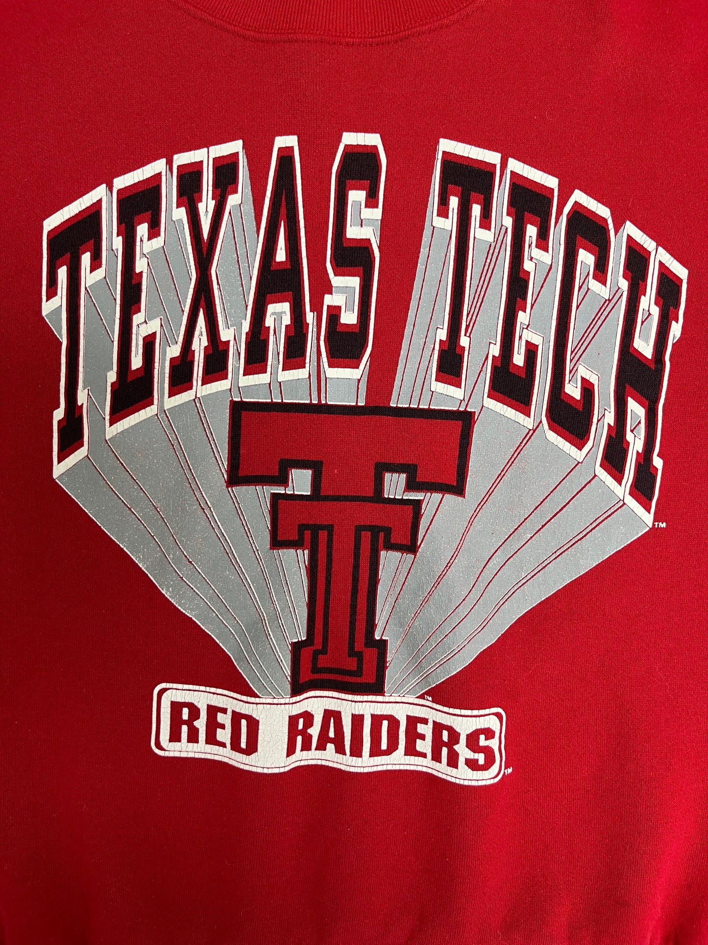 Texas Tech Red Raiders Graphic Crewneck | Size Medium | Vintage 1990s College Red Sweater |