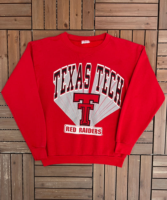 Texas Tech Red Raiders Graphic Crewneck | Size Medium | Vintage 1990s College Red Sweater |