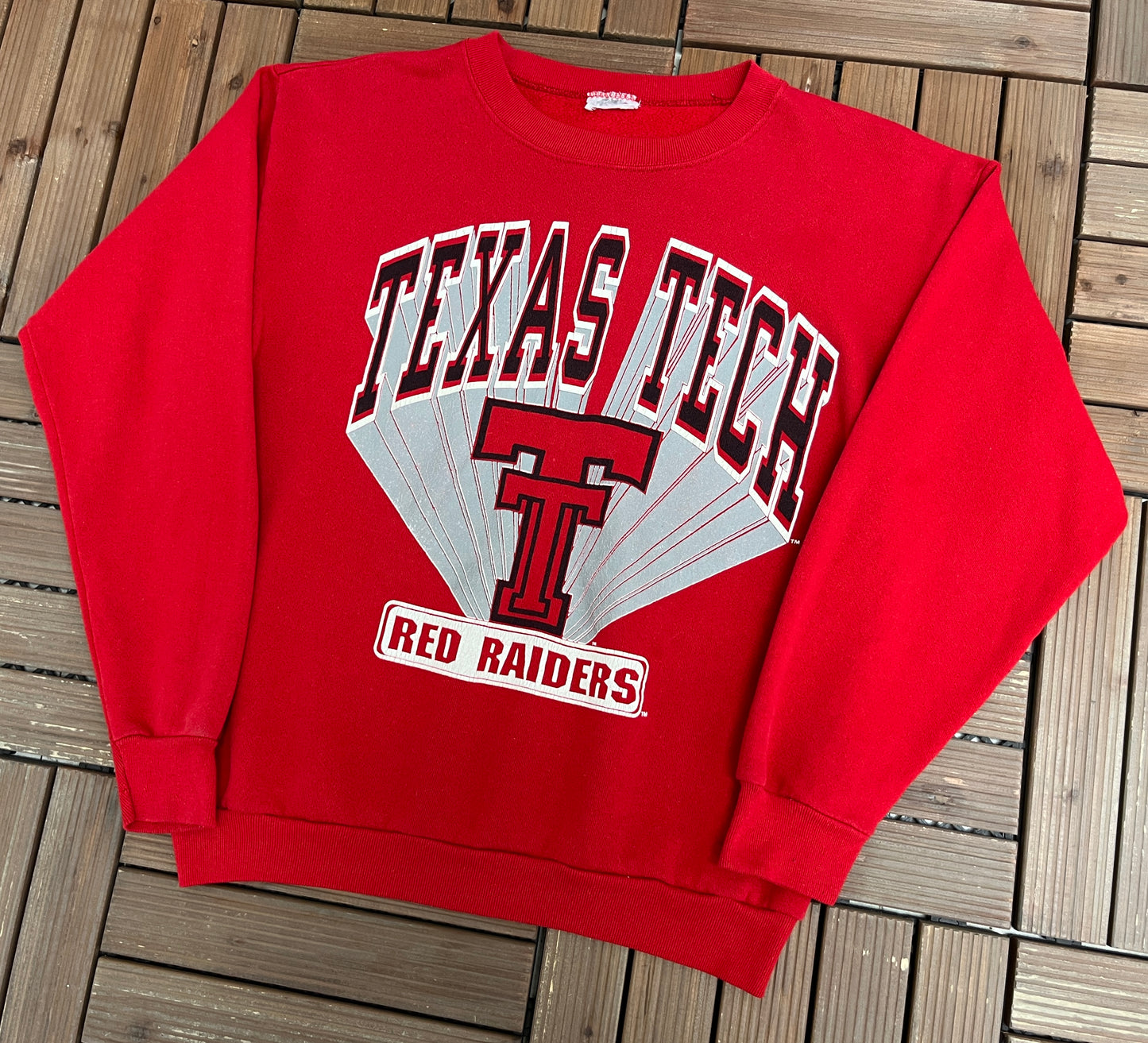 Texas Tech Red Raiders Graphic Crewneck | Size Medium | Vintage 1990s College Red Sweater |