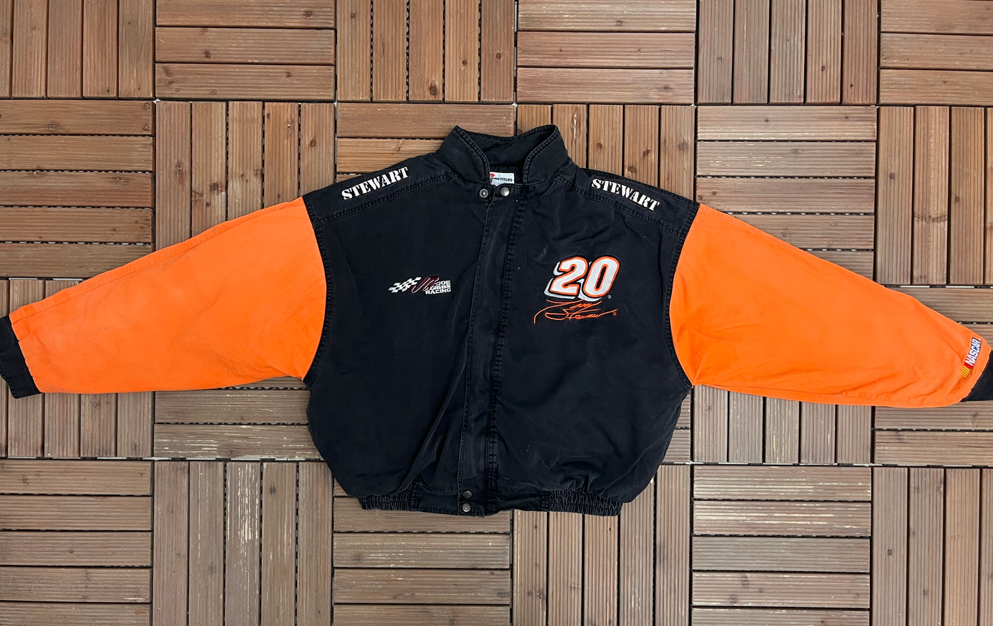 Tony Stewart Home Depot NASCAR Graphic Jacket | Size X-Large | Vintage 2000s NASCAR Racing Black Jacket |