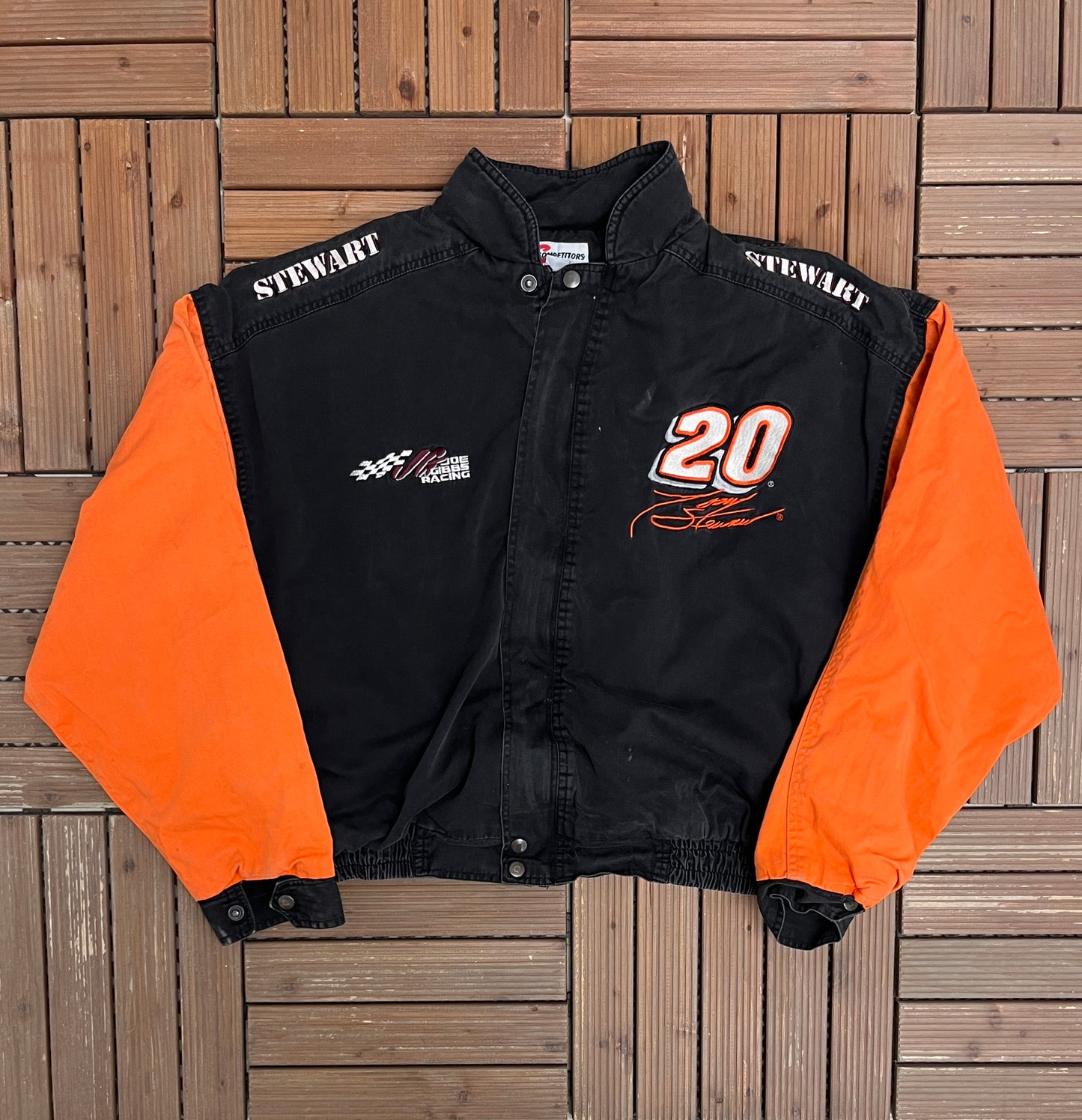 Tony Stewart Home Depot NASCAR Graphic Jacket | Size X-Large | Vintage 2000s NASCAR Racing Black Jacket |