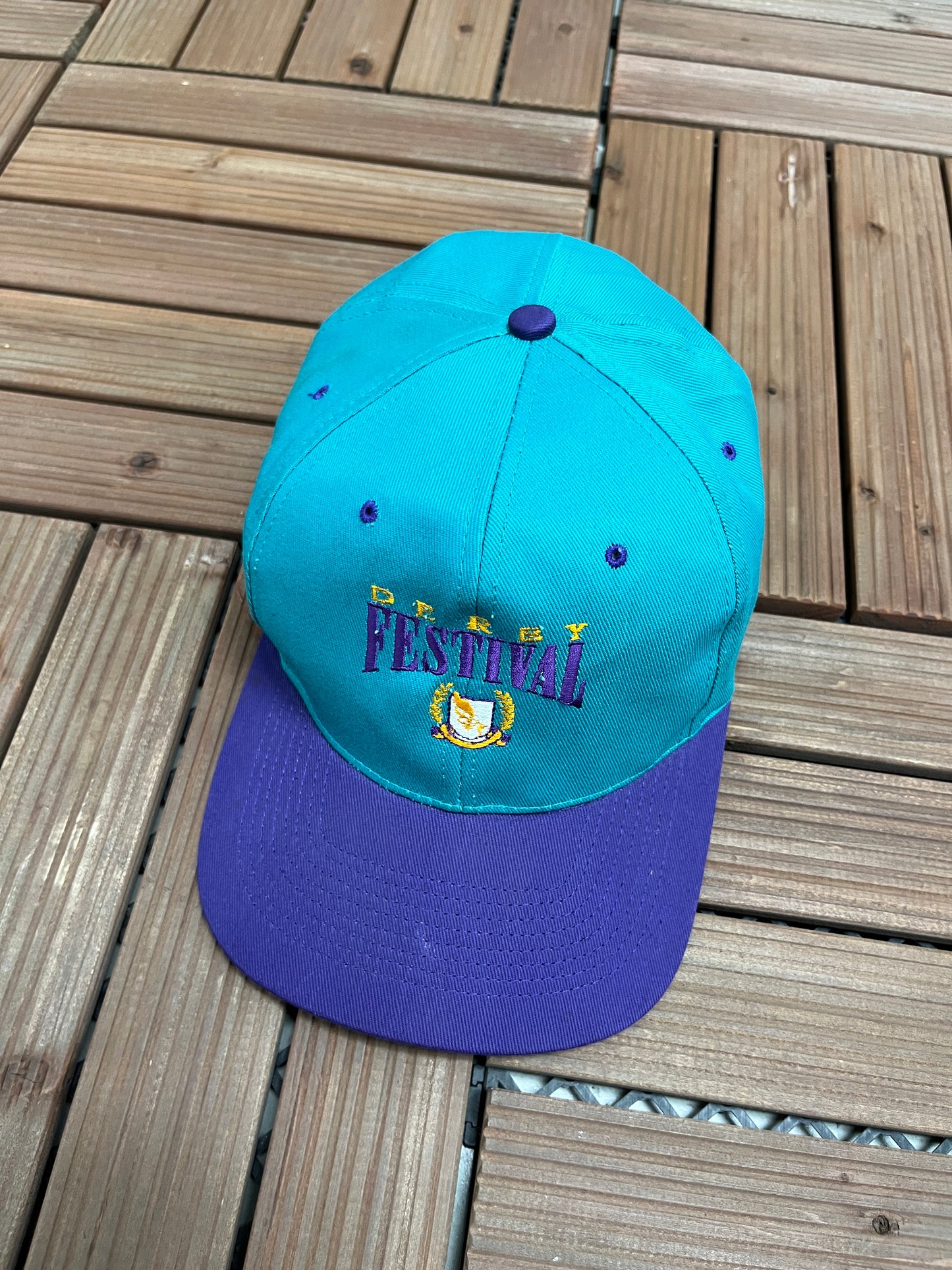 Kentucky Derby Festival Graphic Hat | Snap Back | Vintage 1990s Promotional Teal Cap |