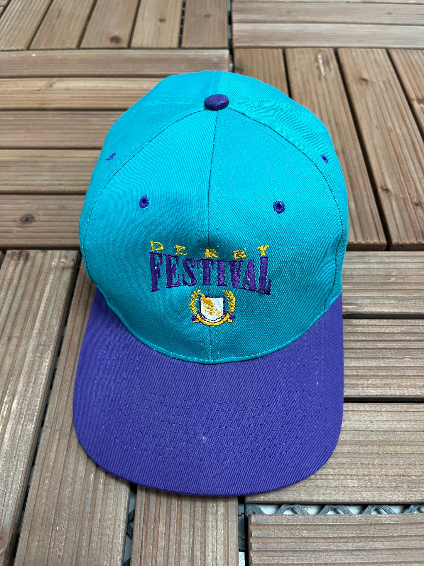 Kentucky Derby Festival Graphic Hat | Snap Back | Vintage 1990s Promotional Teal Cap |