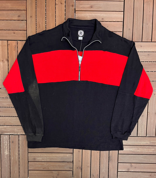 Marlboro Unlimited Graphic Quarter Zip Sweater | Size XX-Large | Vintage 1990s Branded Promotional Black Sweater |