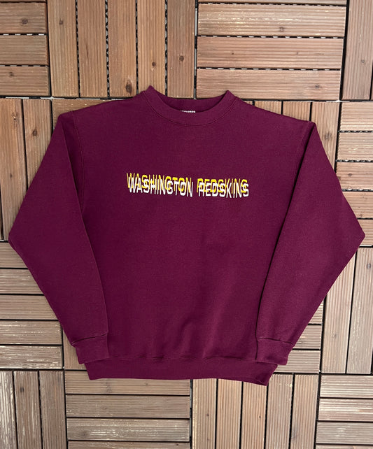 Washington Redskins Embroidered Graphic Crewneck | Size Medium | Vintage 1990s NFL Football Red Sweater |