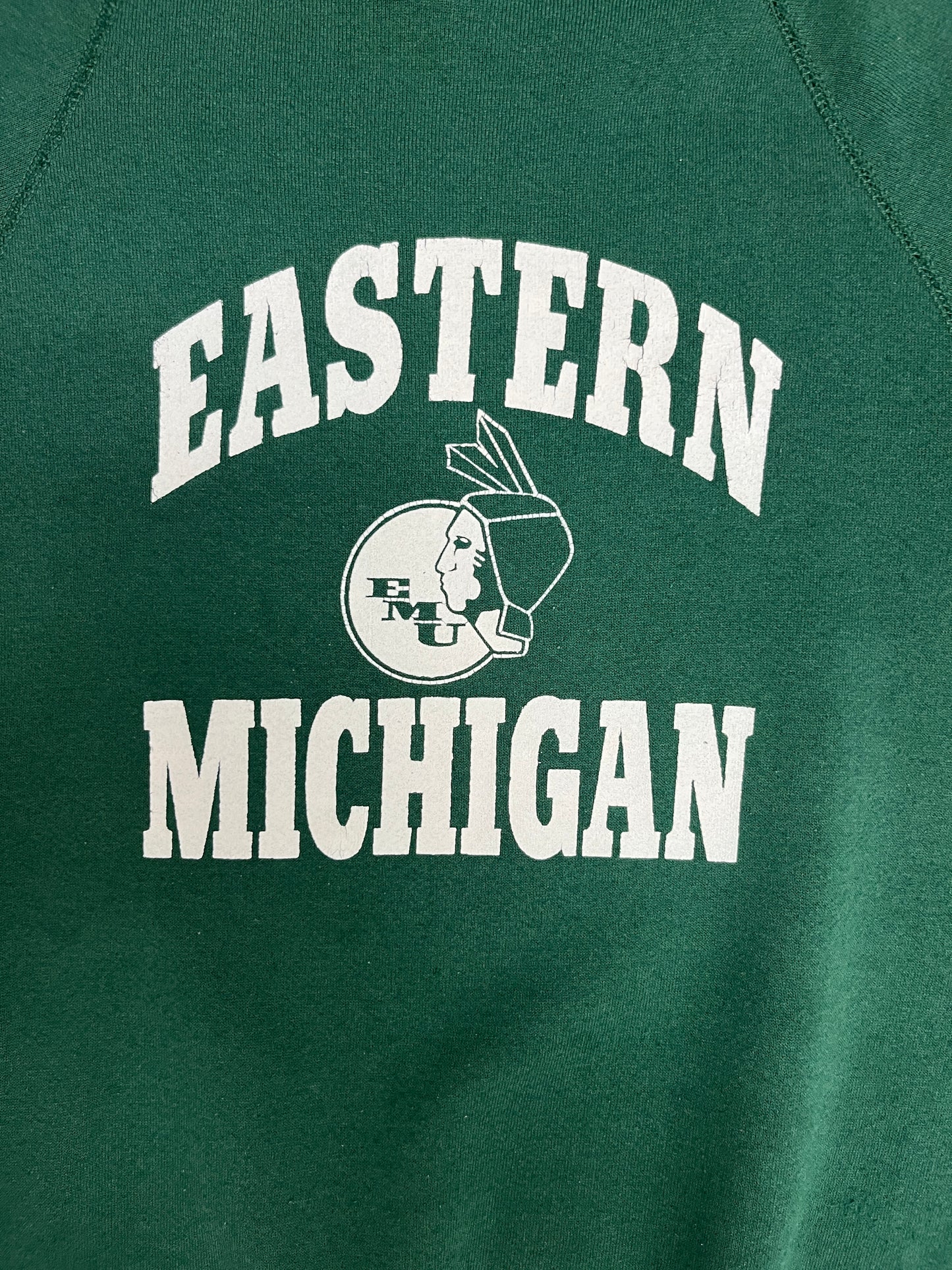 Eastern Michigan Eagles Graphic Crewneck | Size Large | Vintage 1980s College Green Sweater |