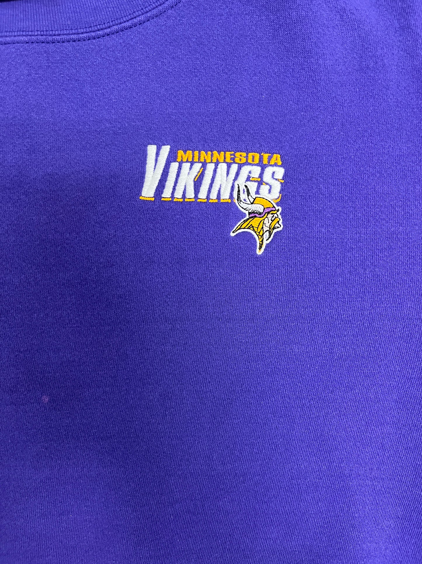 Minnesota Vikings Embroidered Graphic Crewneck | Size Small | Vintage 1990s NFL Football Purple Sweater |