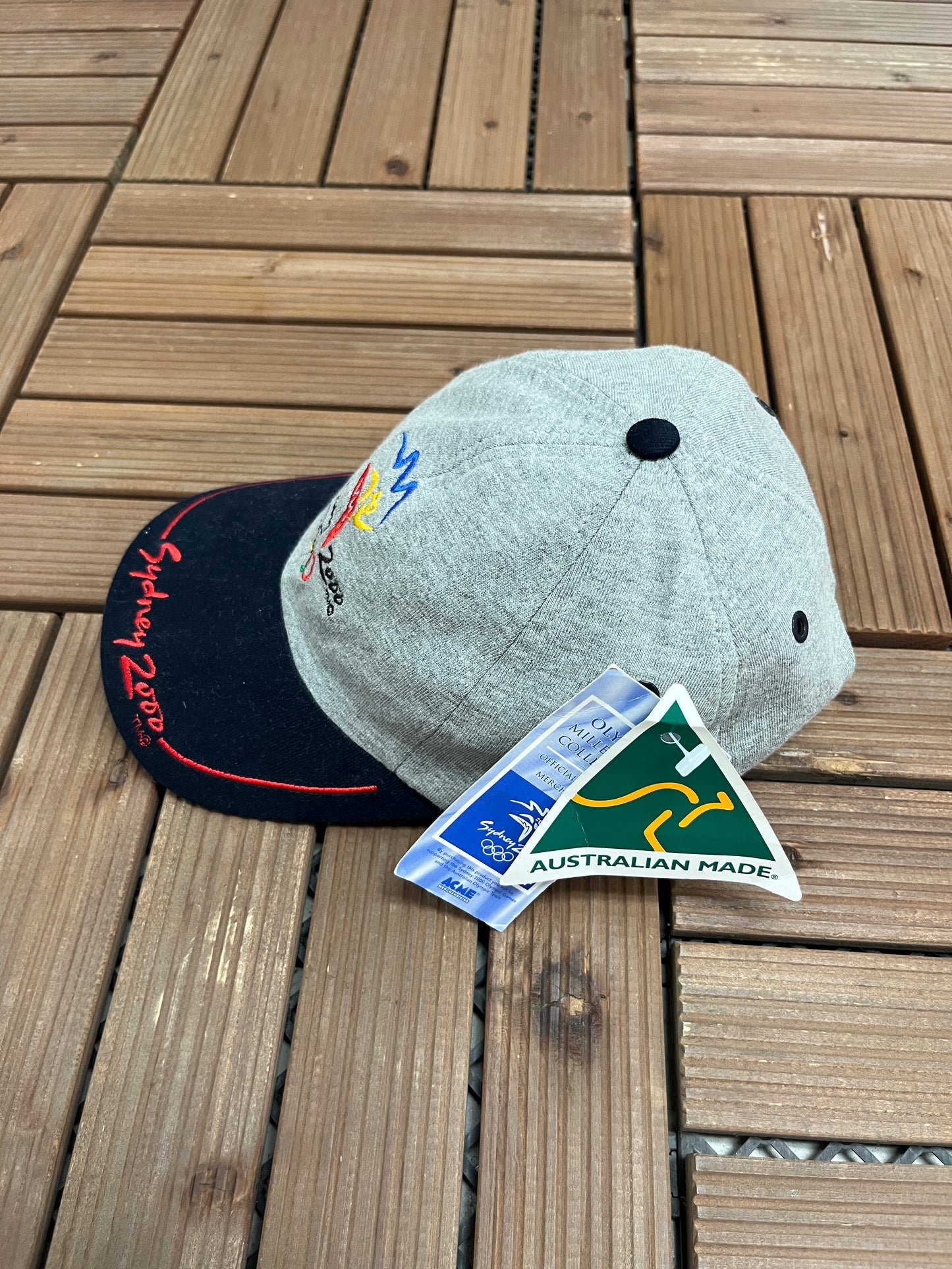 Sydney Olympics 2000 Graphic Hat | Strap Back | Vintage 2000s Promotional Grey Cap |