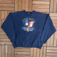 Big Dogs America Land Of The Free Graphic Crewneck | Size X-Large | Vintage 2000s Promotional Blue Sweater |